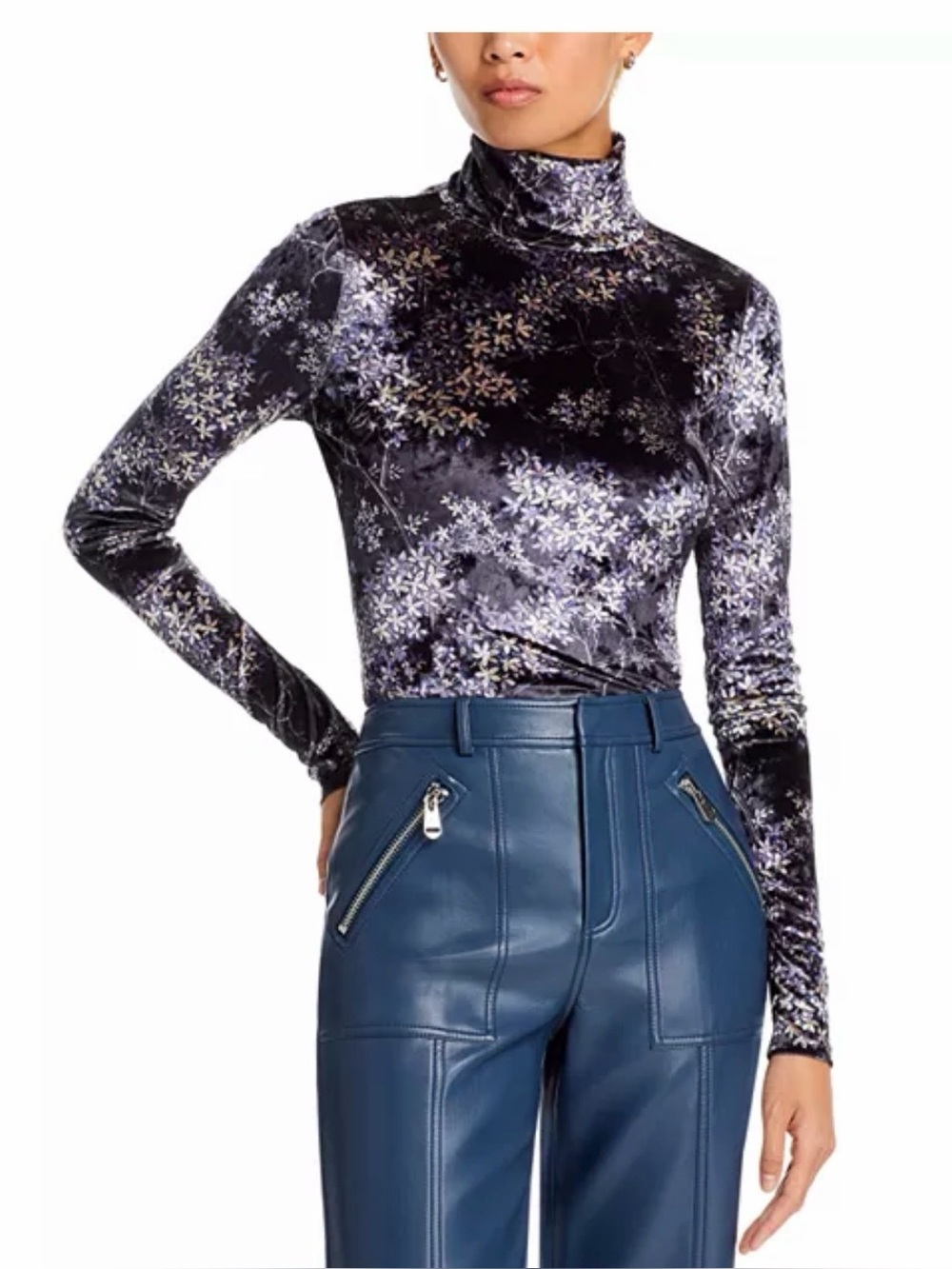 NWT
Cinq a Sept Black and Lavender Floral Long-Sleeve Top